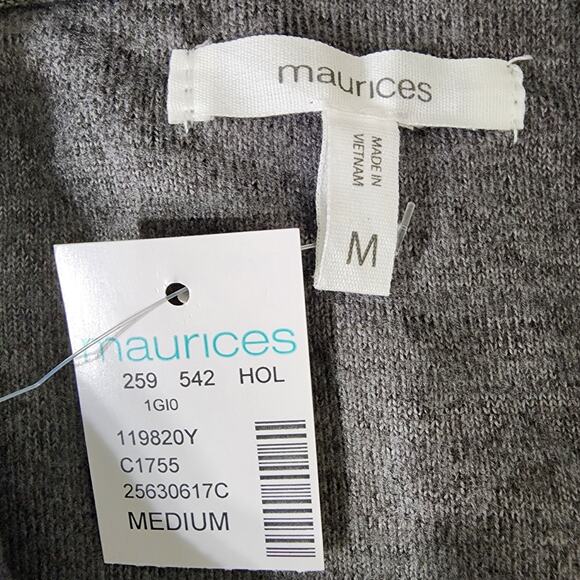 Maurices Womens Sweatshirt Gray Plaid Reindeer Cowl Neck Pullover Cozy Medium - Picture 8 of 11